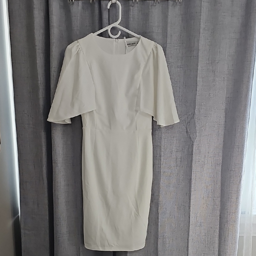 Grace Karin Elegant White Long Sleeve Dress